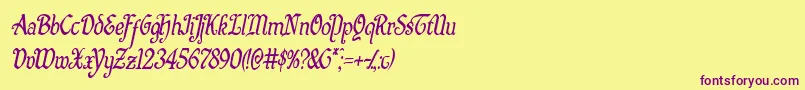 Quillswordcondital Font – Purple Fonts on Yellow Background