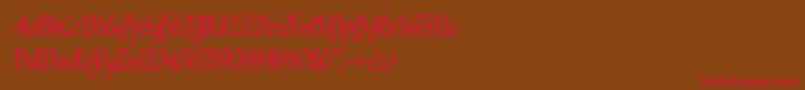 Quillswordcondital Font – Red Fonts on Brown Background