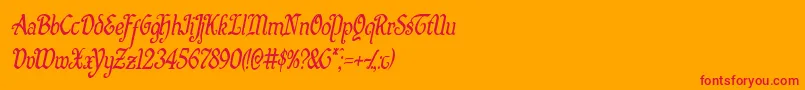 Quillswordcondital-fontti – punaiset fontit oranssilla taustalla