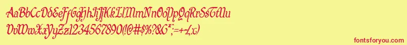 Quillswordcondital Font – Red Fonts on Yellow Background