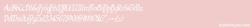 Quillswordcondital-Schriftart – Weiße Schriften auf rosa Hintergrund