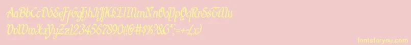 Quillswordcondital-Schriftart – Gelbe Schriften auf rosa Hintergrund