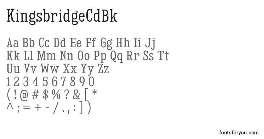 A fonte KingsbridgeCdBk – alfabeto, números, caracteres especiais