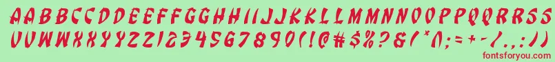 フォントEggrolltitleital – 赤い文字の緑の背景