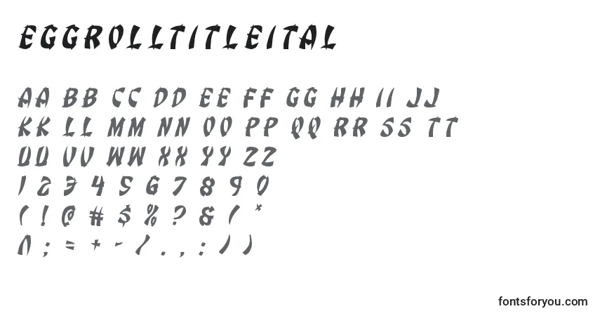 characters of eggrolltitleital font, letter of eggrolltitleital font, alphabet of  eggrolltitleital font