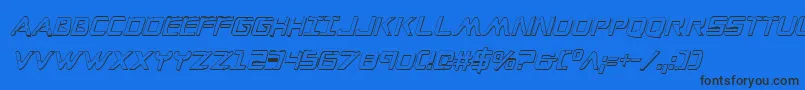 Шрифт WarEagle3DCondensedItalic – чёрные шрифты на синем фоне