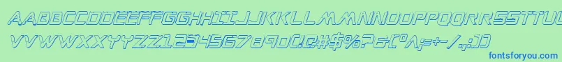 Шрифт WarEagle3DCondensedItalic – синие шрифты на зелёном фоне