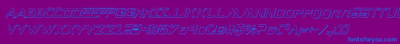 WarEagle3DCondensedItalic-Schriftart – Blaue Schriften auf violettem Hintergrund
