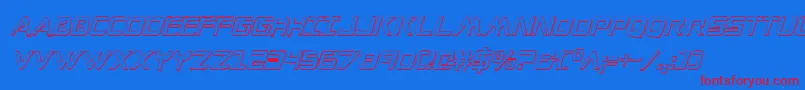 Шрифт WarEagle3DCondensedItalic – красные шрифты на синем фоне