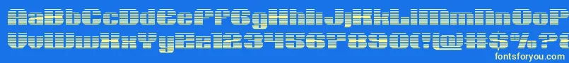 Nolocontendregrad-Schriftart – Gelbe Schriften auf blauem Hintergrund