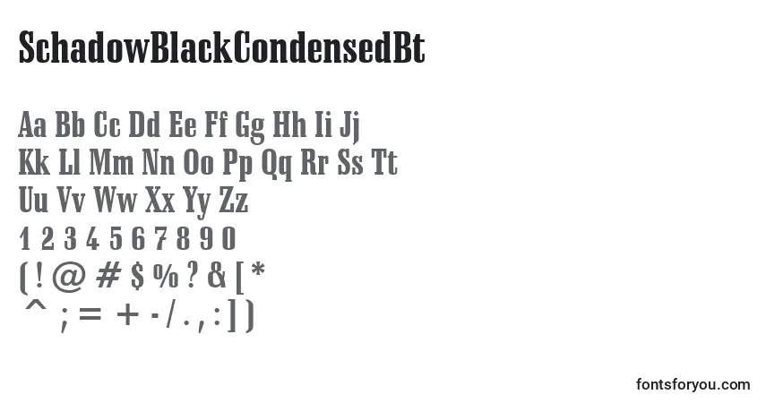 Fuente SchadowBlackCondensedBt - alfabeto, números, caracteres especiales