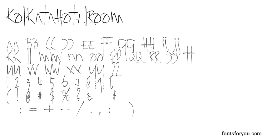 Schriftart Kolkatahotelroom – Alphabet, Zahlen, spezielle Symbole