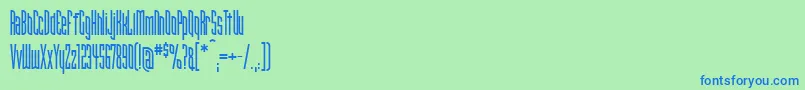 Czcionka Narrowbandprimeicg – niebieskie czcionki na zielonym tle