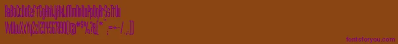 Czcionka Narrowbandprimeicg – fioletowe czcionki na brązowym tle