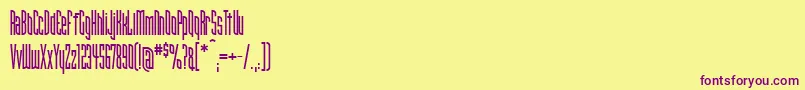 フォントNarrowbandprimeicg – 紫色のフォント、黄色の背景