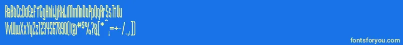 フォントNarrowbandprimeicg – 黄色の文字、青い背景