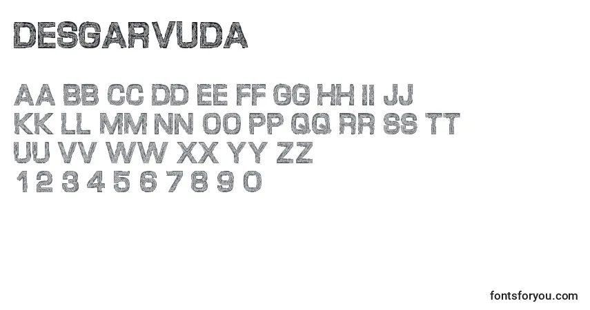 A fonte Desgarvuda – alfabeto, números, caracteres especiais