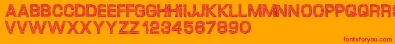 Desgarvuda-Schriftart – Rote Schriften auf orangefarbenem Hintergrund