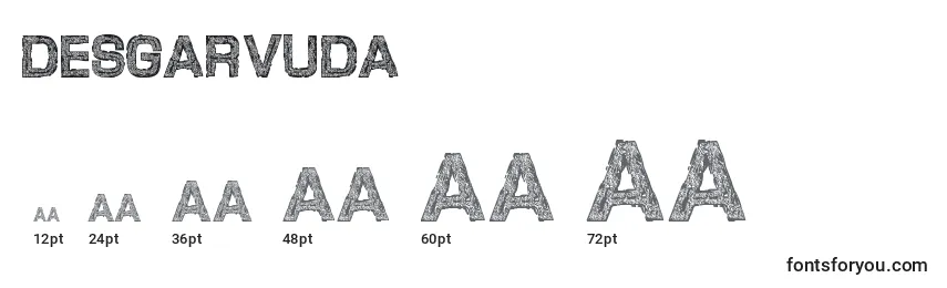 Размеры шрифта Desgarvuda