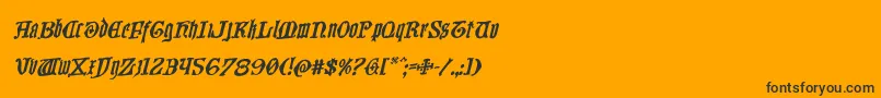 Westdelphiarotal-Schriftart – Schwarze Schriften auf orangefarbenem Hintergrund
