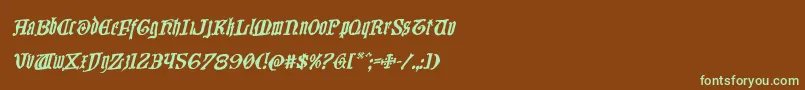 フォントWestdelphiarotal – 緑色の文字が茶色の背景にあります。