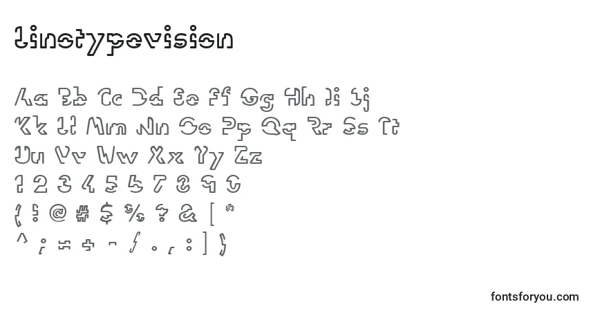 A fonte Linotypevision – alfabeto, números, caracteres especiais