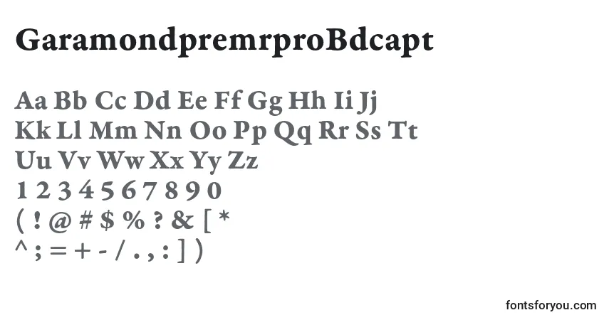 A fonte GaramondpremrproBdcapt – alfabeto, números, caracteres especiais