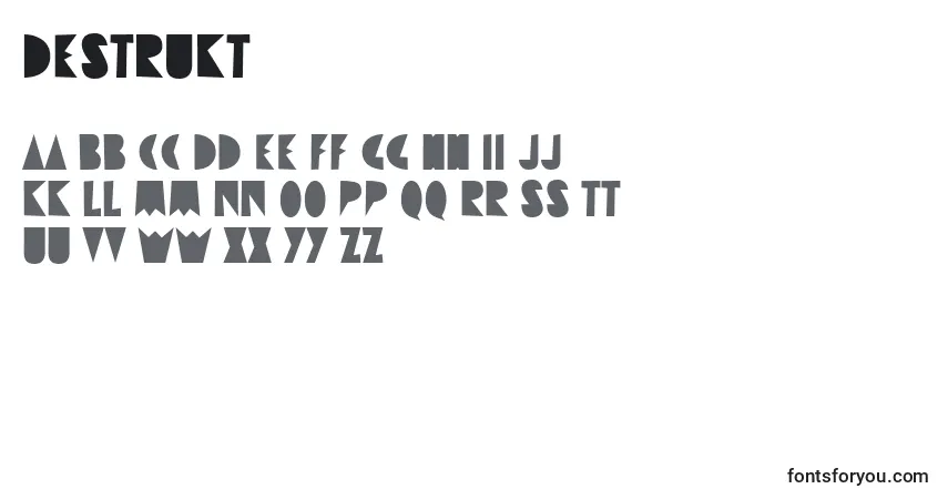 Шрифт Destrukt – алфавит, цифры, специальные символы