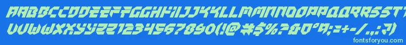 Tokyodriftersuperital Font – Green Fonts on Blue Background