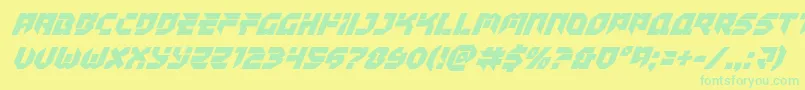 フォントTokyodriftersuperital – 黄色い背景に緑の文字