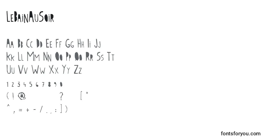 Czcionka LeBainAuSoir – alfabet, cyfry, specjalne znaki