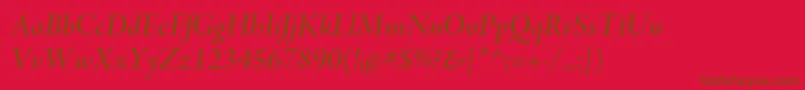 Więcej informacji o czcionce AjensonproSemibolditdisp Czcionka AjensonproSemibolditdisp – brązowe czcionki na czerwonym tle