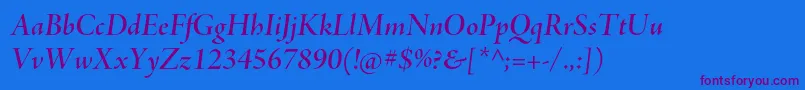 AjensonproSemibolditdisp Font – Purple Fonts on Blue Background