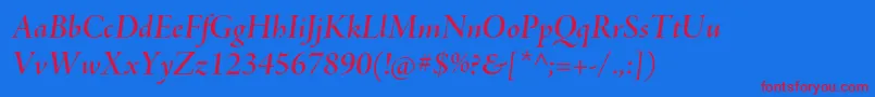 AjensonproSemibolditdisp Font – Red Fonts on Blue Background