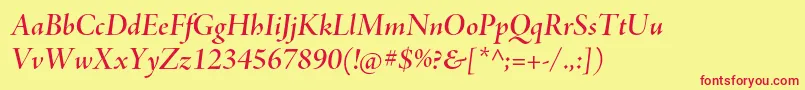 AjensonproSemibolditdisp Font – Red Fonts on Yellow Background