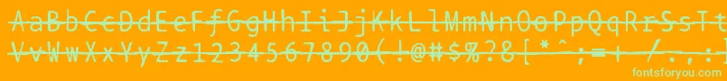 Bptypewritedamagedstrikethrough-fontti – vihreät fontit oranssilla taustalla