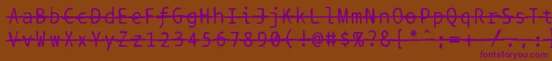 Bptypewritedamagedstrikethrough Font – Purple Fonts on Brown Background