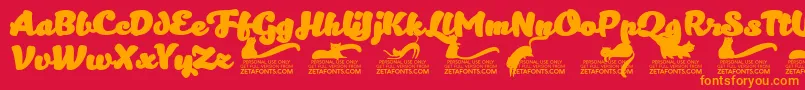 Kittenfattrial Font – Orange Fonts on Red Background