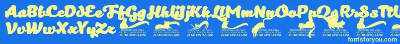 Kittenfattrial Font – Yellow Fonts on Blue Background