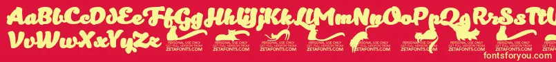 Kittenfattrial Font – Yellow Fonts on Red Background