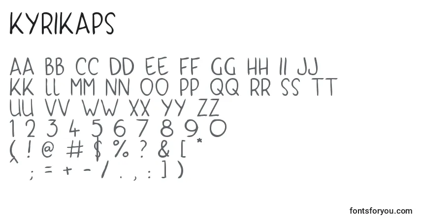 KyriKaps-fontti – aakkoset, numerot, erikoismerkit