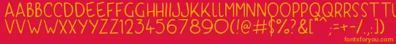 フォントKyriKaps – 赤い背景にオレンジの文字