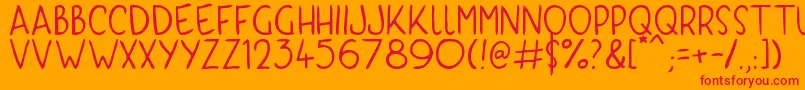 フォントKyriKaps – オレンジの背景に赤い文字