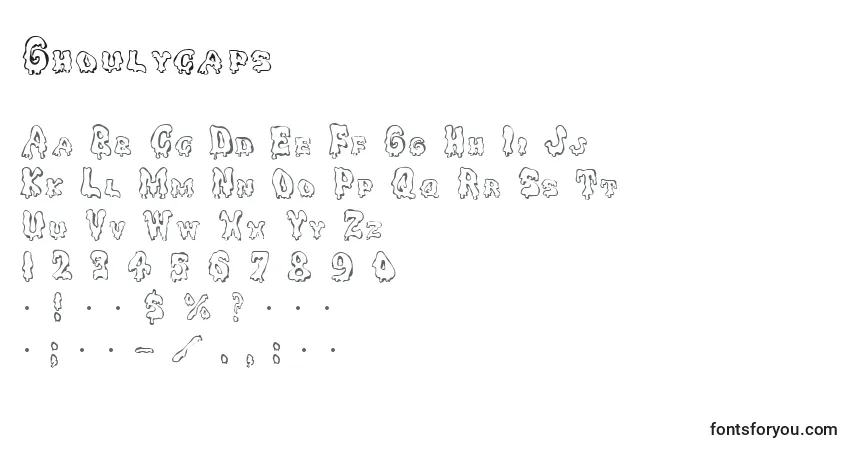 Schriftart Ghoulycaps – Alphabet, Zahlen, spezielle Symbole