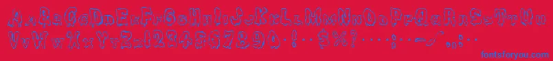 Czcionka Ghoulycaps – niebieskie czcionki na czerwonym tle