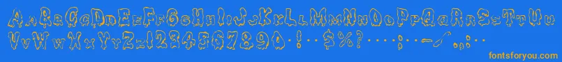 Ghoulycaps Font – Orange Fonts on Blue Background