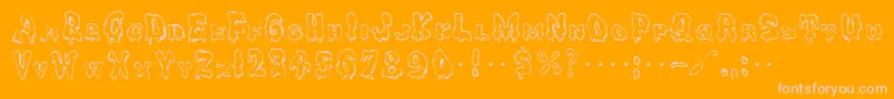 Ghoulycaps-Schriftart – Rosa Schriften auf orangefarbenem Hintergrund