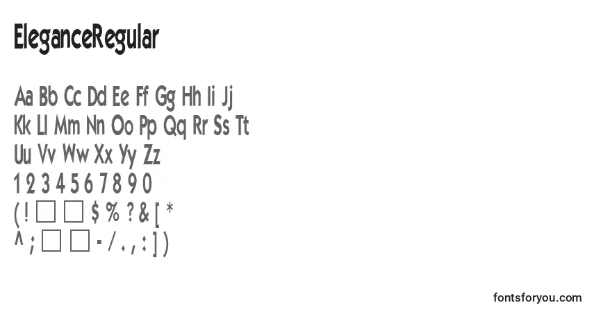 Czcionka EleganceRegular – alfabet, cyfry, specjalne znaki