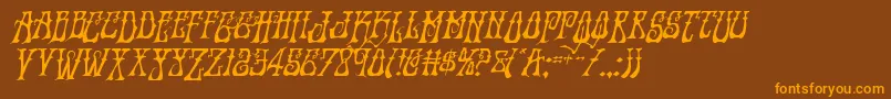 Instantzendropital-Schriftart – Orangefarbene Schriften auf braunem Hintergrund