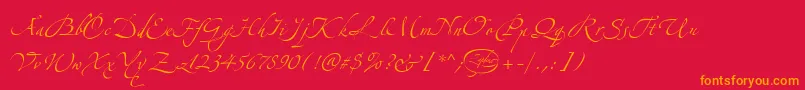 フォントLinotypezapfinoThree – 赤い背景にオレンジの文字